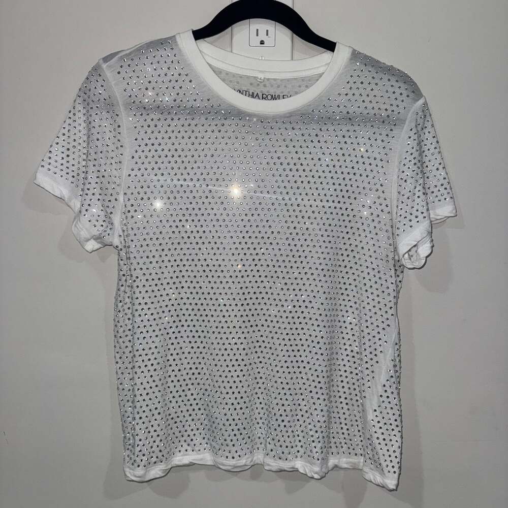 Cynthia Rowley Crystal Embellished Mesh Tee